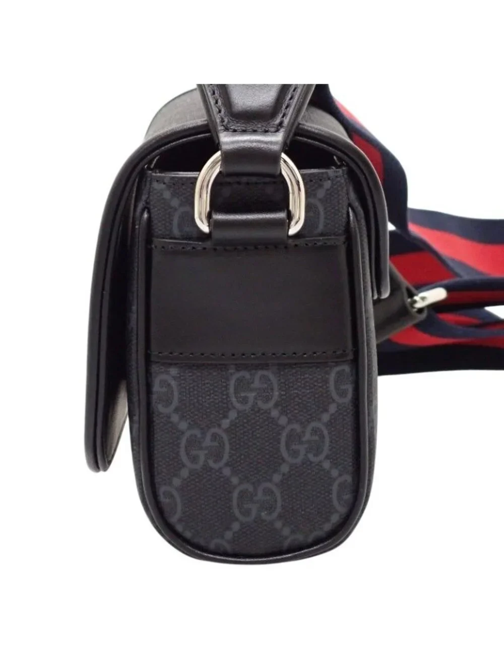 Gucci GG Super Mini Shoulder Bag Polyurethane Black Red